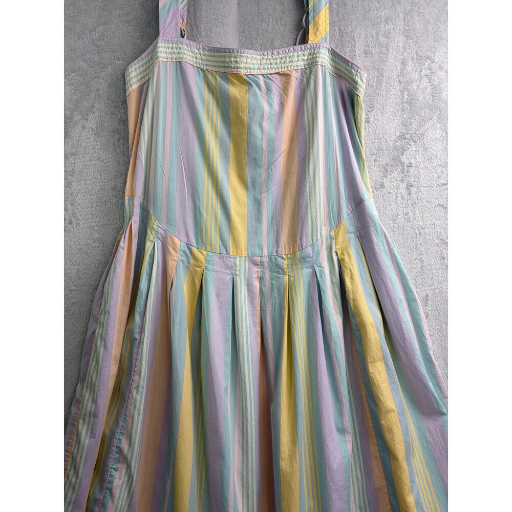 Free People Primavera Stripe Cotton Pastel Midi Dress  - Size M - Picture 5 of 9